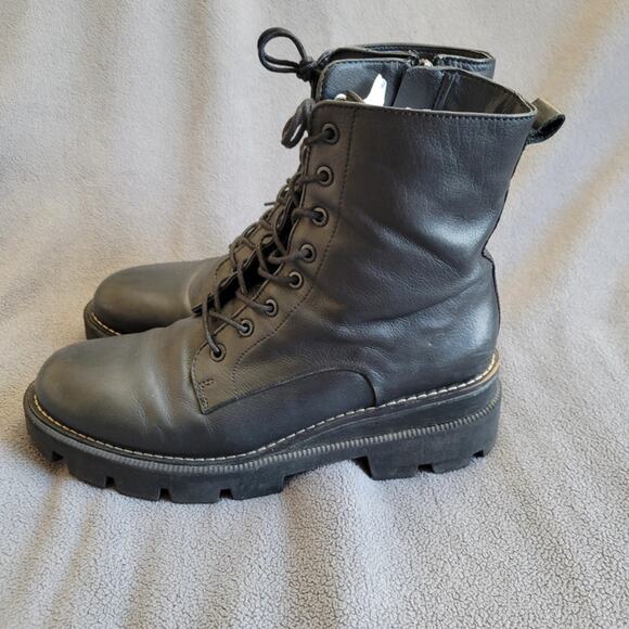 SAM EDELMAN GARRET Shoes Boots Womens 8 Combat Leather Lace Up Inner Zip Motor - Picture 3 of 14